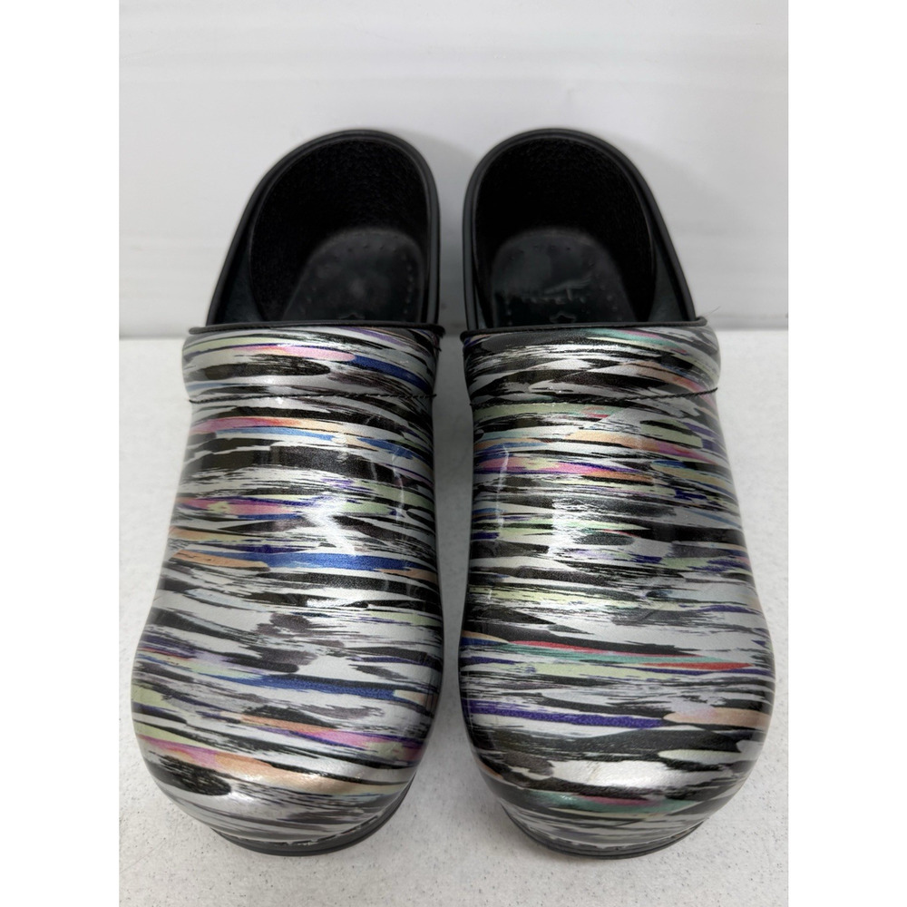 Dansko Professional Stripe Patent Leather Nursing Clogs Shoes Womens 41 / 11